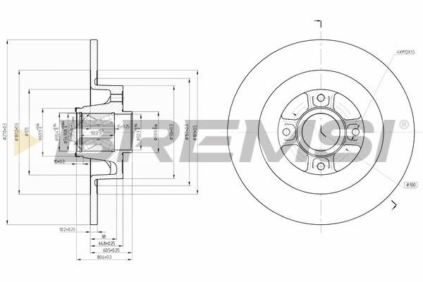 Bremsi CD7570S Rear brake disc, non-ventilated CD7570S: Buy near me in Poland at 2407.PL - Good price!