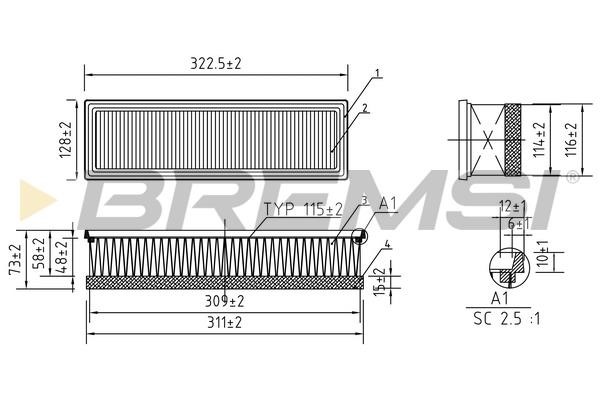 Bremsi FA0113 Air filter FA0113: Buy near me in Poland at 2407.PL - Good price!
