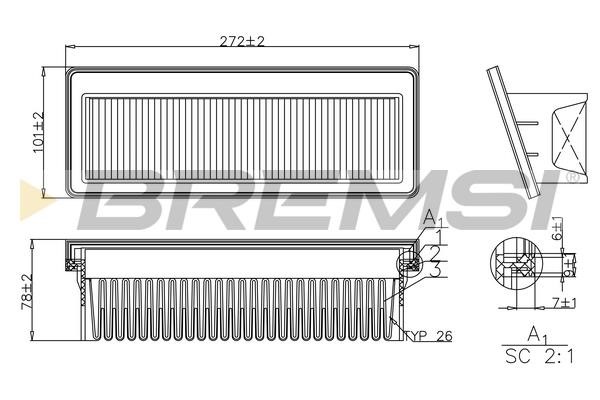 Bremsi FA1198 Air filter FA1198: Buy near me at 2407.PL in Poland at an Affordable price!