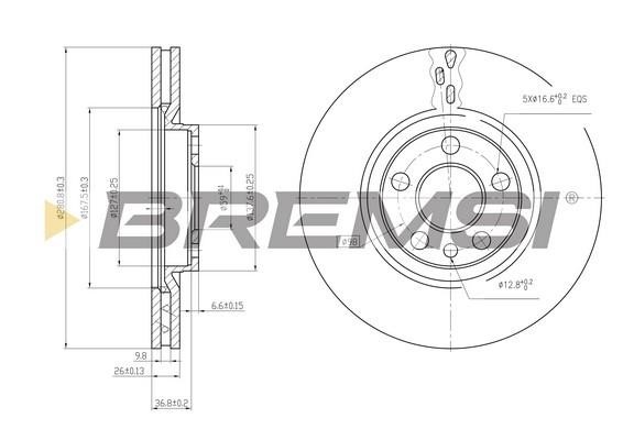 Bremsi CD6760V Front brake disc ventilated CD6760V: Buy near me in Poland at 2407.PL - Good price!