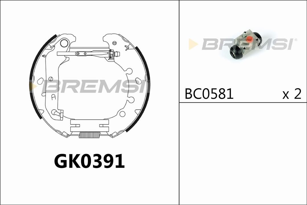Bremsi GK0391 Колодки тормозные барабанные, комплект GK0391: Купить в Польше - Отличная цена на 2407.PL!