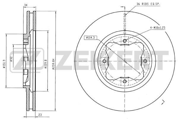 Zekkert BS-5164 Front brake disc ventilated BS5164: Buy near me in Poland at 2407.PL - Good price!