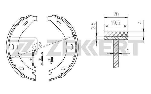 Zekkert BK-4297 Brake shoe set BK4297: Buy near me in Poland at 2407.PL - Good price!