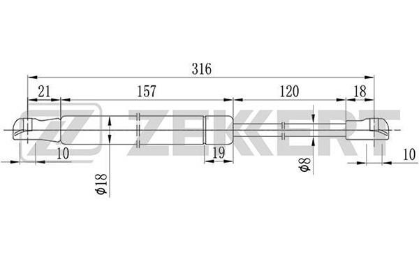 Zekkert GF-1571 Gas hood spring GF1571: Buy near me in Poland at 2407.PL - Good price!
