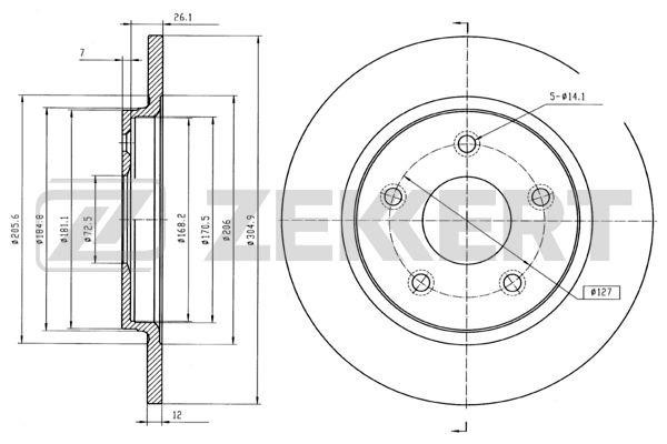 Zekkert BS-5492 Rear brake disc, non-ventilated BS5492: Buy near me in Poland at 2407.PL - Good price!