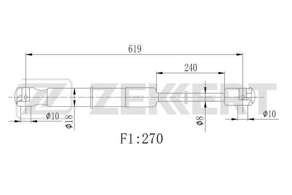 Zekkert GF-2511 Пружина газовая капота GF2511: Отличная цена - Купить в Польше на 2407.PL!