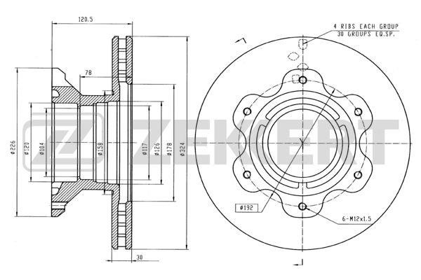 Zekkert BS-5445 Rear ventilated brake disc BS5445: Buy near me in Poland at 2407.PL - Good price!