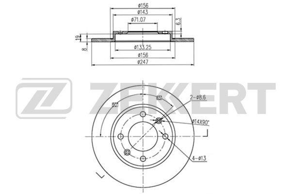 Zekkert BS-5114 Rear brake disc, non-ventilated BS5114: Buy near me at 2407.PL in Poland at an Affordable price!