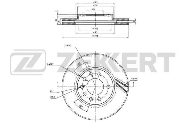 Zekkert BS-5247 Front brake disc ventilated BS5247: Buy near me at 2407.PL in Poland at an Affordable price!