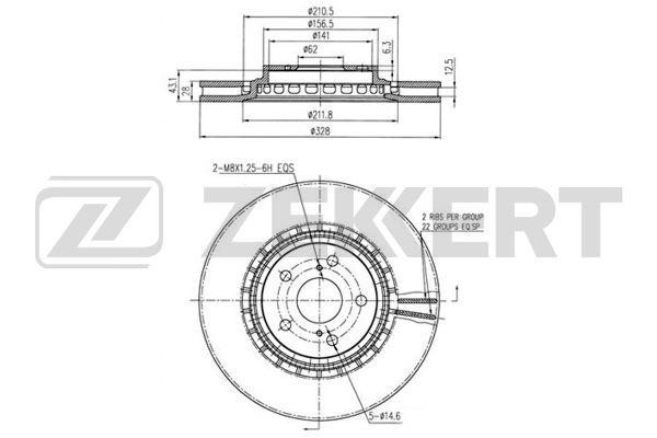 Zekkert BS-5460 Front brake disc ventilated BS5460: Buy near me in Poland at 2407.PL - Good price!