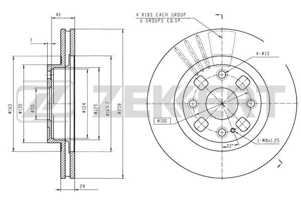 Zekkert BS-5662 Front brake disc ventilated BS5662: Buy near me in Poland at 2407.PL - Good price!