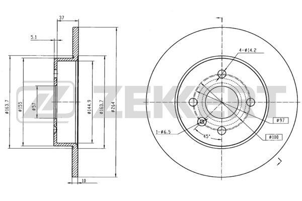 Zekkert BS-5293 Bremsscheibe hinten, unbelüftet BS5293: Kaufen Sie zu einem guten Preis in Polen bei 2407.PL!