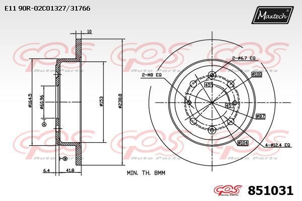 MaxTech 851031.0000 Rear brake disc, non-ventilated 8510310000: Buy near me in Poland at 2407.PL - Good price!
