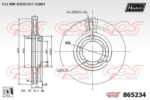 MaxTech 865234.0080 Тормозной диск передний вентилируемый 8652340080: Отличная цена - Купить в Польше на 2407.PL!