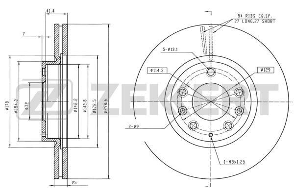 Zekkert BS-5162 Front brake disc ventilated BS5162: Buy near me in Poland at 2407.PL - Good price!