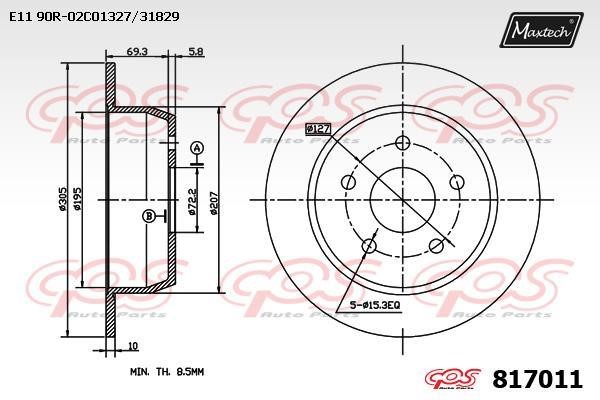 MaxTech 817011.0000 Rear brake disc, non-ventilated 8170110000: Buy near me in Poland at 2407.PL - Good price!