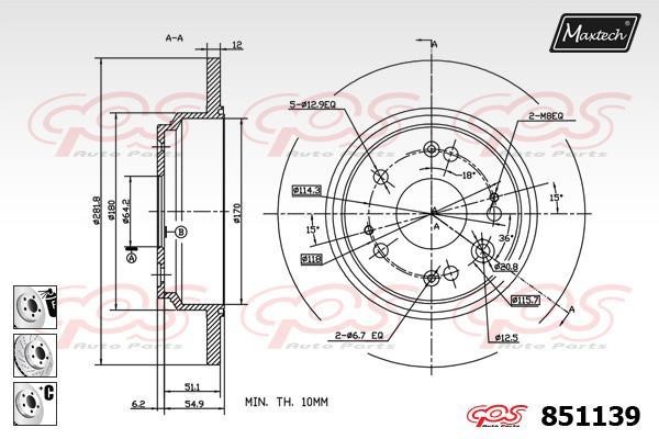 MaxTech 851139.6880 Тормозной диск 8511396880: Отличная цена - Купить в Польше на 2407.PL!