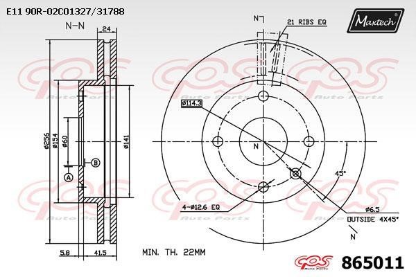 MaxTech 865011.0000 Тормозной диск передний вентилируемый 8650110000: Отличная цена - Купить в Польше на 2407.PL!