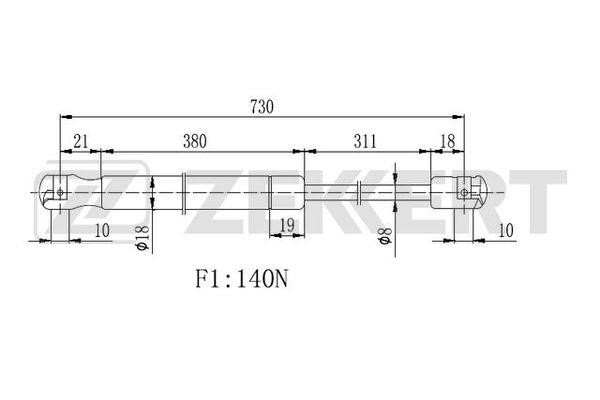 Zekkert GF-2279 Gas hood spring GF2279: Buy near me in Poland at 2407.PL - Good price!