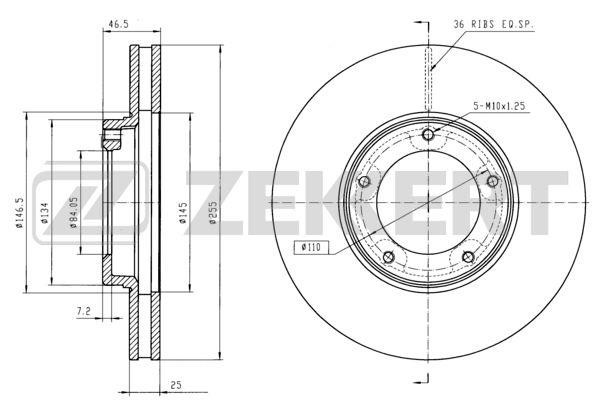 Zekkert BS-5742 Front brake disc ventilated BS5742: Buy near me in Poland at 2407.PL - Good price!