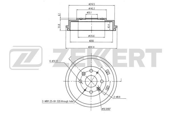 Zekkert BS-5517 Rear brake drum BS5517: Buy near me at 2407.PL in Poland at an Affordable price!