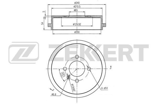 Zekkert BS-5102 Rear brake drum BS5102: Buy near me at 2407.PL in Poland at an Affordable price!