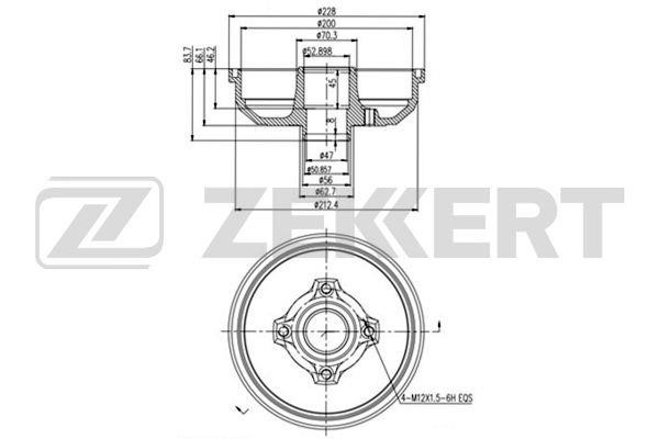Zekkert BS-5208 Тормозной барабан задний BS5208: Отличная цена - Купить в Польше на 2407.PL!