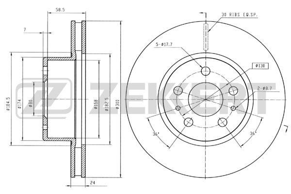 Zekkert BS-5153 Front brake disc ventilated BS5153: Buy near me in Poland at 2407.PL - Good price!