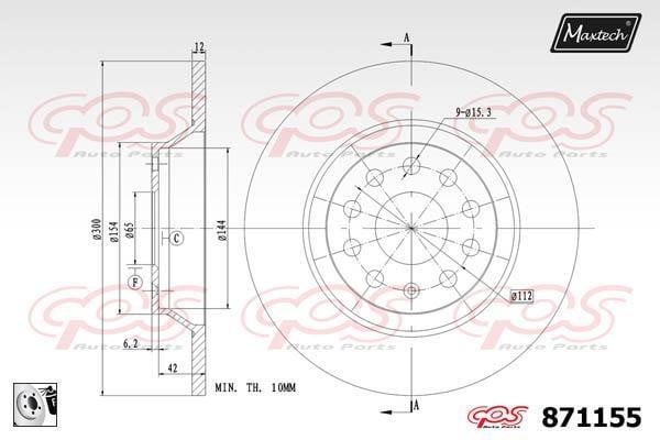 MaxTech 871155.0080 Rear brake disc, non-ventilated 8711550080: Buy near me in Poland at 2407.PL - Good price!