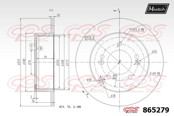 MaxTech 865279.0000 Rear brake disc, non-ventilated 8652790000: Buy near me in Poland at 2407.PL - Good price!