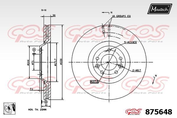 MaxTech 875648.0080 Front brake disc ventilated 8756480080: Buy near me in Poland at 2407.PL - Good price!