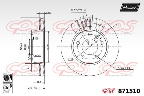 MaxTech 871510.6060 Front brake disc ventilated 8715106060: Buy near me in Poland at 2407.PL - Good price!