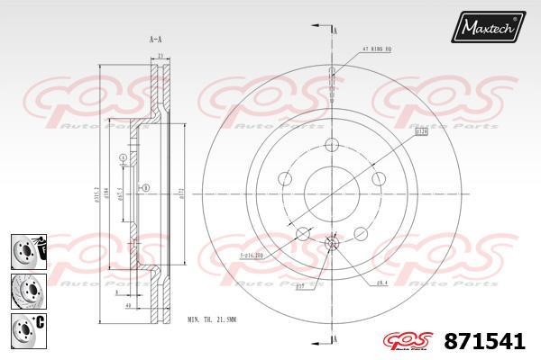 MaxTech 871541.6880 Тормозной диск задний вентилируемый 8715416880: Отличная цена - Купить в Польше на 2407.PL!