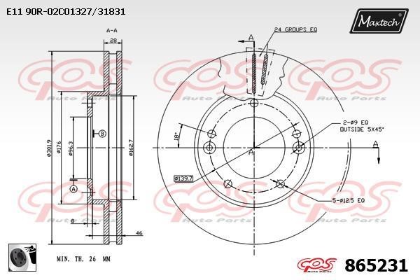 MaxTech 865231.0060 Тормозной диск передний вентилируемый 8652310060: Отличная цена - Купить в Польше на 2407.PL!