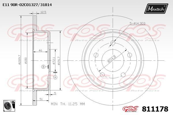 MaxTech 811178.0060 Тормозной диск задний невентилируемый 8111780060: Отличная цена - Купить в Польше на 2407.PL!