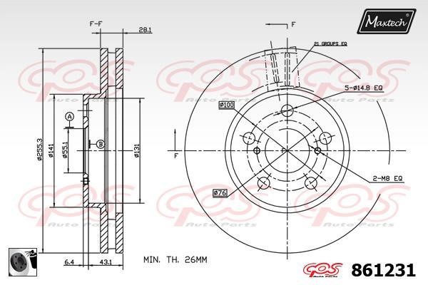 MaxTech 861231.0060 Тормозной диск передний вентилируемый 8612310060: Отличная цена - Купить в Польше на 2407.PL!