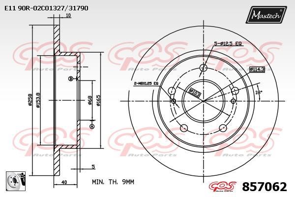 MaxTech 857062.0080 Rear brake disc, non-ventilated 8570620080: Buy near me in Poland at 2407.PL - Good price!