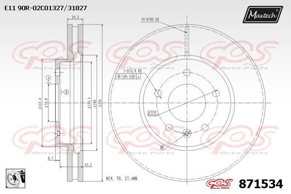 MaxTech 871534.0080 Тормозной диск передний вентилируемый 8715340080: Отличная цена - Купить в Польше на 2407.PL!