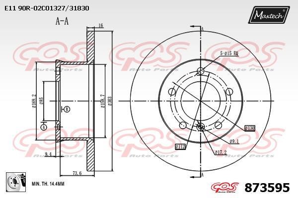 MaxTech 873595.0080 Тормозной диск передний невентилируемый 8735950080: Отличная цена - Купить в Польше на 2407.PL!