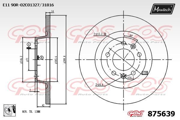 MaxTech 875639.0080 Rear brake disc, non-ventilated 8756390080: Buy near me in Poland at 2407.PL - Good price!
