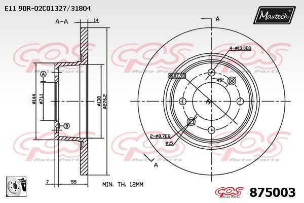 MaxTech 875003.0080 Tarcza hamulcowa tylna, niewentylowana 8750030080: Dobra cena w Polsce na 2407.PL - Kup Teraz!