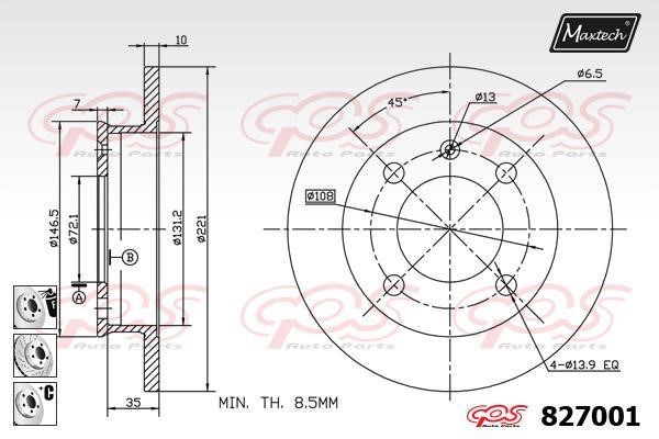 MaxTech 827001.6980 Диск гальмівний 8270016980: Приваблива ціна - Купити у Польщі на 2407.PL!