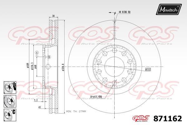 MaxTech 871162.6980 Тормозной диск передний вентилируемый 8711626980: Отличная цена - Купить в Польше на 2407.PL!