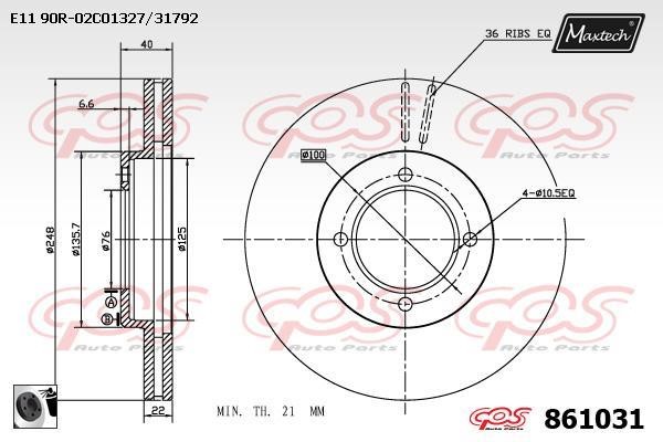 MaxTech 861031.0060 Front brake disc ventilated 8610310060: Buy near me in Poland at 2407.PL - Good price!