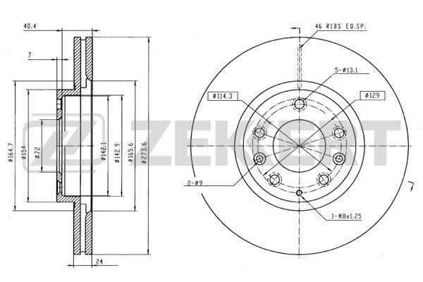 Zekkert BS-5313 Front brake disc ventilated BS5313: Buy near me at 2407.PL in Poland at an Affordable price!
