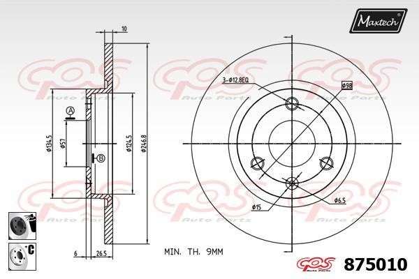 MaxTech 875010.6060 Диск гальмівний передній невентильований 8750106060: Приваблива ціна - Купити у Польщі на 2407.PL!