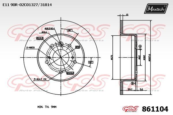 MaxTech 861104.0000 Rear brake disc, non-ventilated 8611040000: Buy near me in Poland at 2407.PL - Good price!
