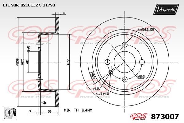 MaxTech 873007.0080 Тормозной диск задний невентилируемый 8730070080: Отличная цена - Купить в Польше на 2407.PL!