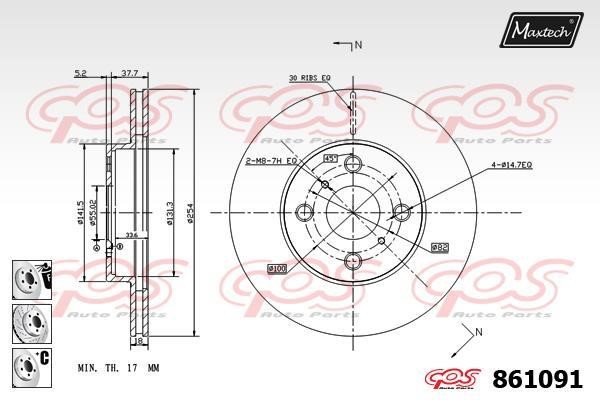 MaxTech 861091.6980 Innenbelüftete Bremsscheibe vorne 8610916980: Kaufen Sie zu einem guten Preis in Polen bei 2407.PL!