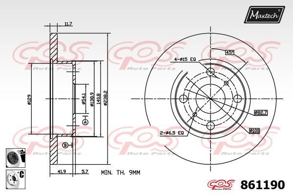 MaxTech 861190.6060 Niewentylowana przednia tarcza hamulcowa 8611906060: Dobra cena w Polsce na 2407.PL - Kup Teraz!